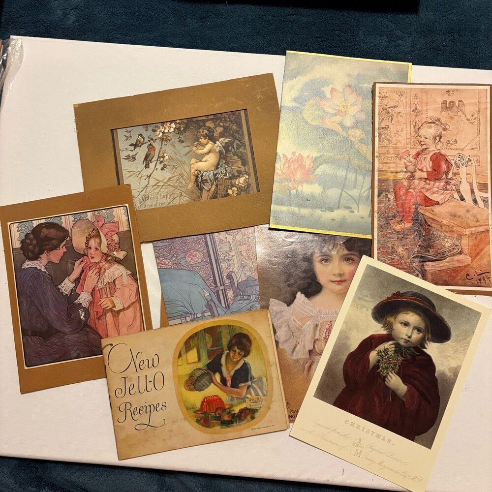 9 Mixed Vintage Prints For Scrapbooking Art Journaling Decoupaging Crafts